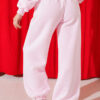 Embroidered Brushed French Terry Jogger Pants Pink - الصورة 4