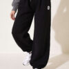 Embroidered Brushed French Terry Jogger Pants Black - immagine 2