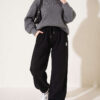 Embroidered Brushed French Terry Jogger Pants Black - immagine 3