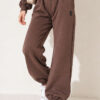 Embroidered Brushed French Terry Jogger Pants Mink