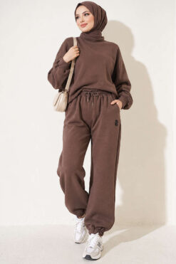 Alternative view of Embroidered Brushed French Terry Jogger Pants Mink