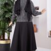 Knitted Cardigan with Hair Braided Pattern and Button Closure Anthracite – Bild 4
