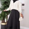 Knitted Cardigan with Hair Braided Pattern and Button Closure Beige