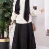 Knitted Cardigan with Hair Braided Pattern and Button Closure Beige - Image 4