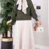 ⁦Knitted Cardigan with Hair Braided Pattern and Button Closure Khaki⁩ - الصورة ⁦5⁩