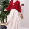 Knitted Cardigan with Hair Braided Pattern and Button Closure Black - Afbeelding 6