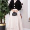 Knitted Cardigan with Hair Braided Pattern and Button Closure Black - Afbeelding 4
