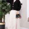 Knitted Cardigan with Hair Braided Pattern and Button Closure Black - Afbeelding 3