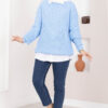 Braided Knit Sweater Baby Blue