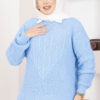 Braided Knit Sweater Baby Blue – Image 2
