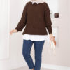 Braided Knit Sweater Brown