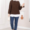 Braided Knit Sweater Brown – Image 4
