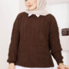 Braided Knit Sweater Brown – Image 2