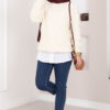 Braided Knit Sweater Cream