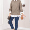 Braided Knit Sweater Mink