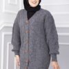Knitted Cardigan with Hair Knit Detail and Button Closure Black - الصورة 6