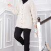 ⁦Knitted Cardigan with Hair Knit Detail and Button Closure Beige⁩ - الصورة ⁦2⁩