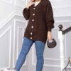 Knitted Cardigan with Hair Knit Detail and Button Closure Brown – Bild 3