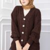 Knitted Cardigan with Hair Knit Detail and Button Closure Brown – Bild 2