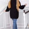 Knitted Cardigan with Hair Knit Detail and Button Closure Black - الصورة 4