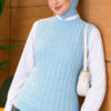 Terry Knit Sweater with Hair Braid Detailing Baby Blue