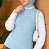 Terry Knit Sweater with Hair Braid Detailing Baby Blue – Image 3