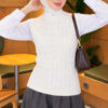 Terry Knit Sweater with Hair Braid Detailing White