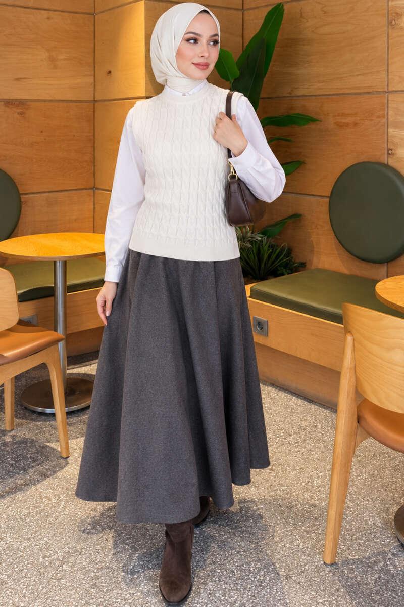 Terry Knit Sweater with Hair Braid Detailing White – Image 2