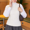 Terry Knit Sweater with Hair Braid Detailing White – Image 3