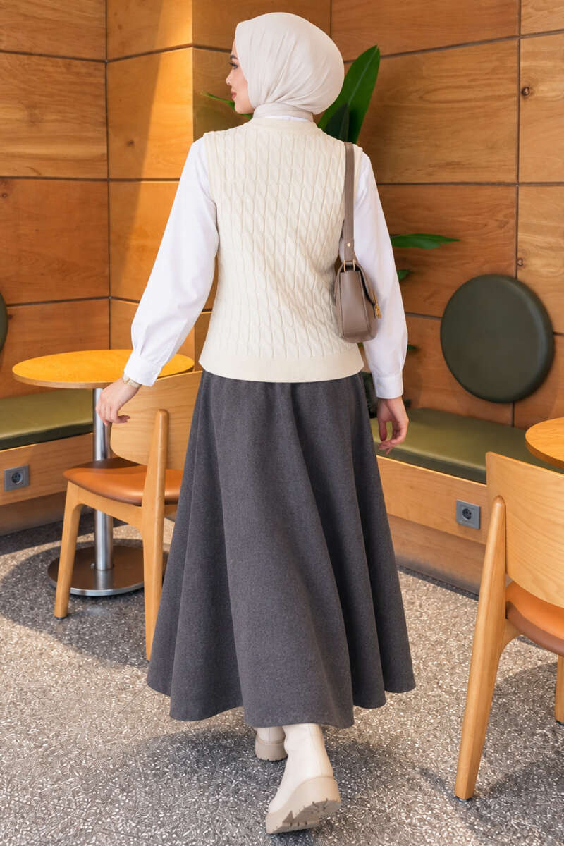 Terry Knit Sweater with Hair Braid Detailing White – Image 4