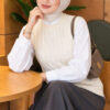Terry Knit Sweater with Hair Braid Detailing Ecru