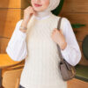 Terry Knit Sweater with Hair Braid Detailing Ecru – Image 3