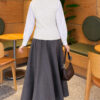 Terry Knit Sweater with Hair Braid Detailing Ecru – Image 4