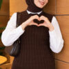 Terry Knit Sweater with Hair Braid Detailing Brown