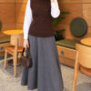 Terry Knit Sweater with Hair Braid Detailing Brown – Image 2