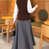 Terry Knit Sweater with Hair Braid Detailing Brown – Image 4