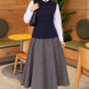 Terry Knit Sweater with Hair Braid Detailing Navy Blue - Afbeelding 2