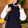 Terry Knit Sweater with Hair Braid Detailing Navy Blue - Afbeelding 3