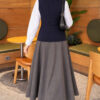 Terry Knit Sweater with Hair Braid Detailing Navy Blue - Afbeelding 4
