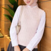 Terry Knit Sweater with Hair Braid Detailing Pink