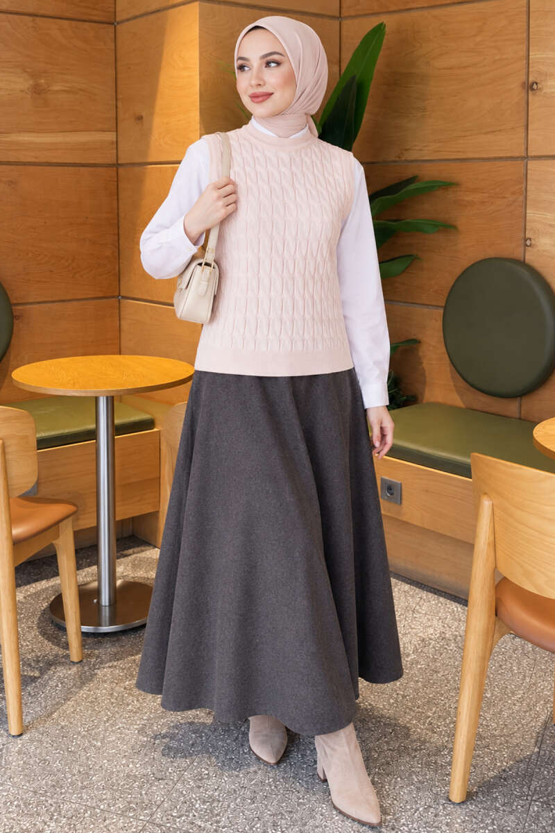 Terry Knit Sweater with Hair Braid Detailing Pink - الصورة 2