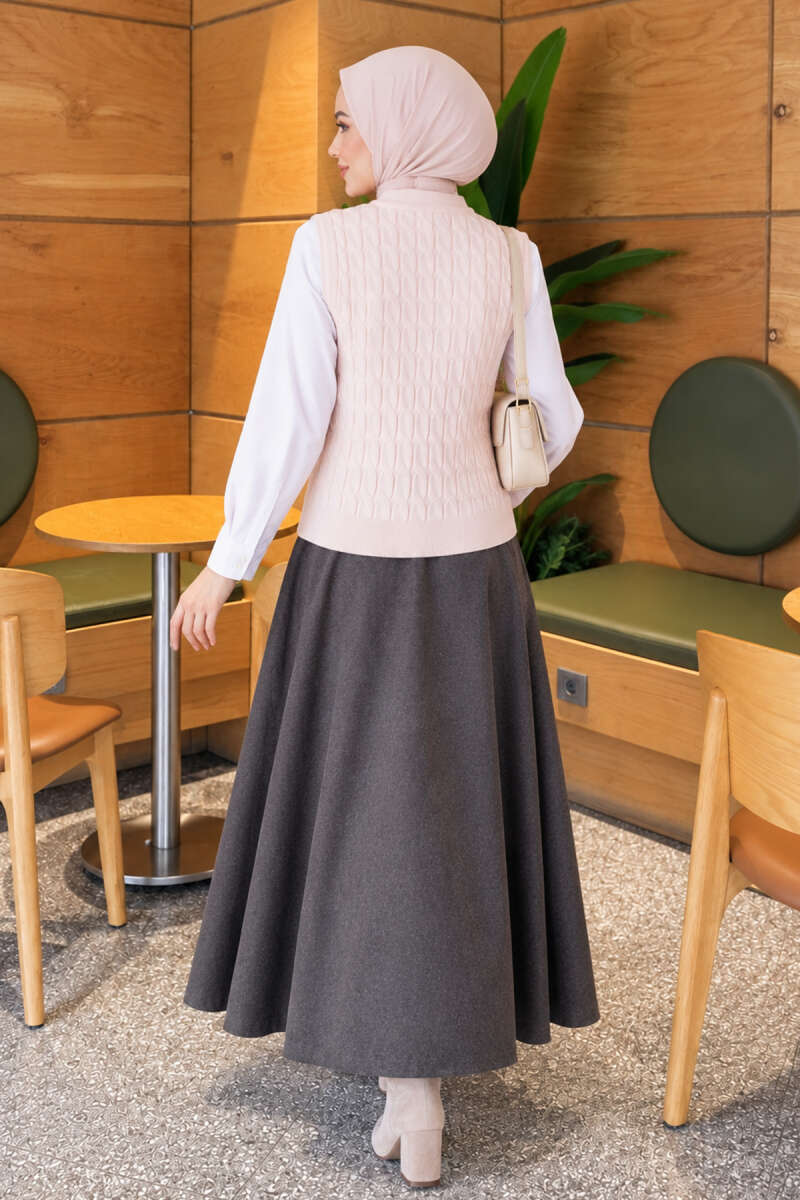 Terry Knit Sweater with Hair Braid Detailing Pink - الصورة 4