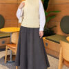 Terry Knit Sweater with Hair Braid Detailing Yellow - الصورة 2