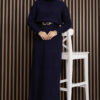 Cable Knit Textured Knit Dress Navy Blue