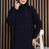 Cable Knit Textured Knit Dress Navy Blue - Imagen 2
