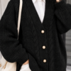 Knitted Cardigan with Button Details and Hair Knit Design Brown – Bild 4