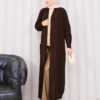Braided Knit Cardigan with Shawl Collar for Modest Wear Brown