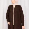 Braided Knit Cardigan with Shawl Collar for Modest Wear Brown - immagine 2