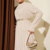 Braided Knit Dress Beige – Image 2