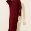 Braided Knit Dress Burgundy